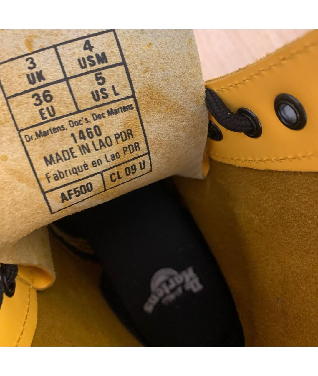 DR. MARTENS Желтые кожаные ботинки, фото 3