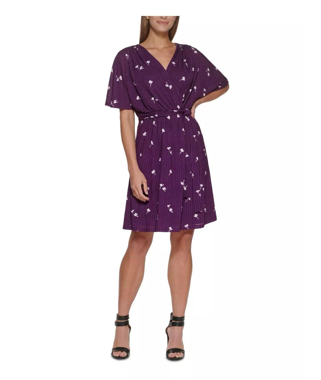 DKNY Фиолетовое полиэстеровое повседневное платье, фото 6