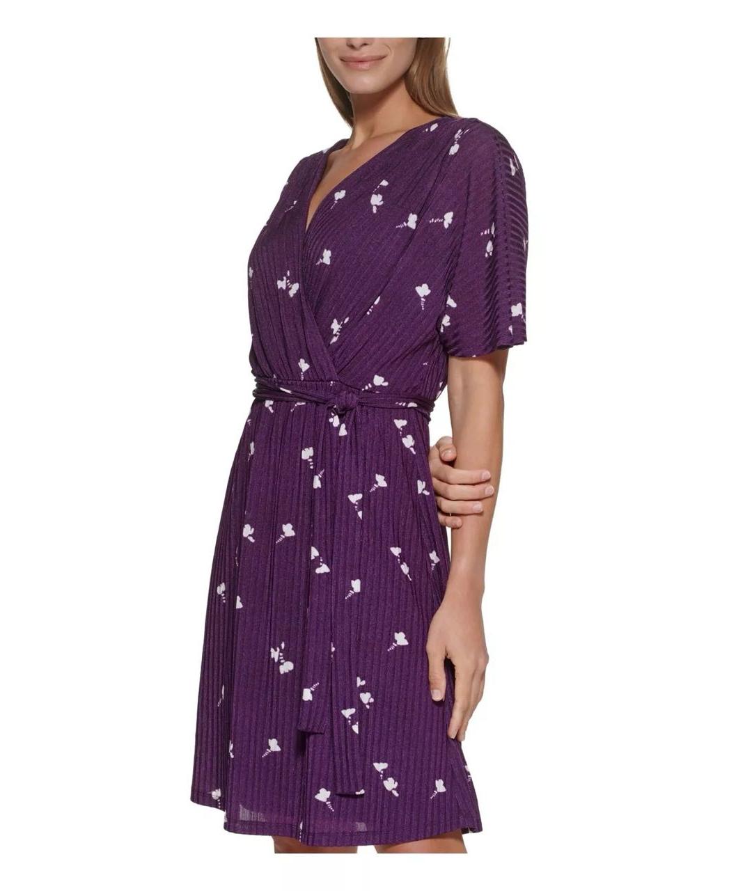 DKNY Фиолетовое полиэстеровое повседневное платье, фото 7