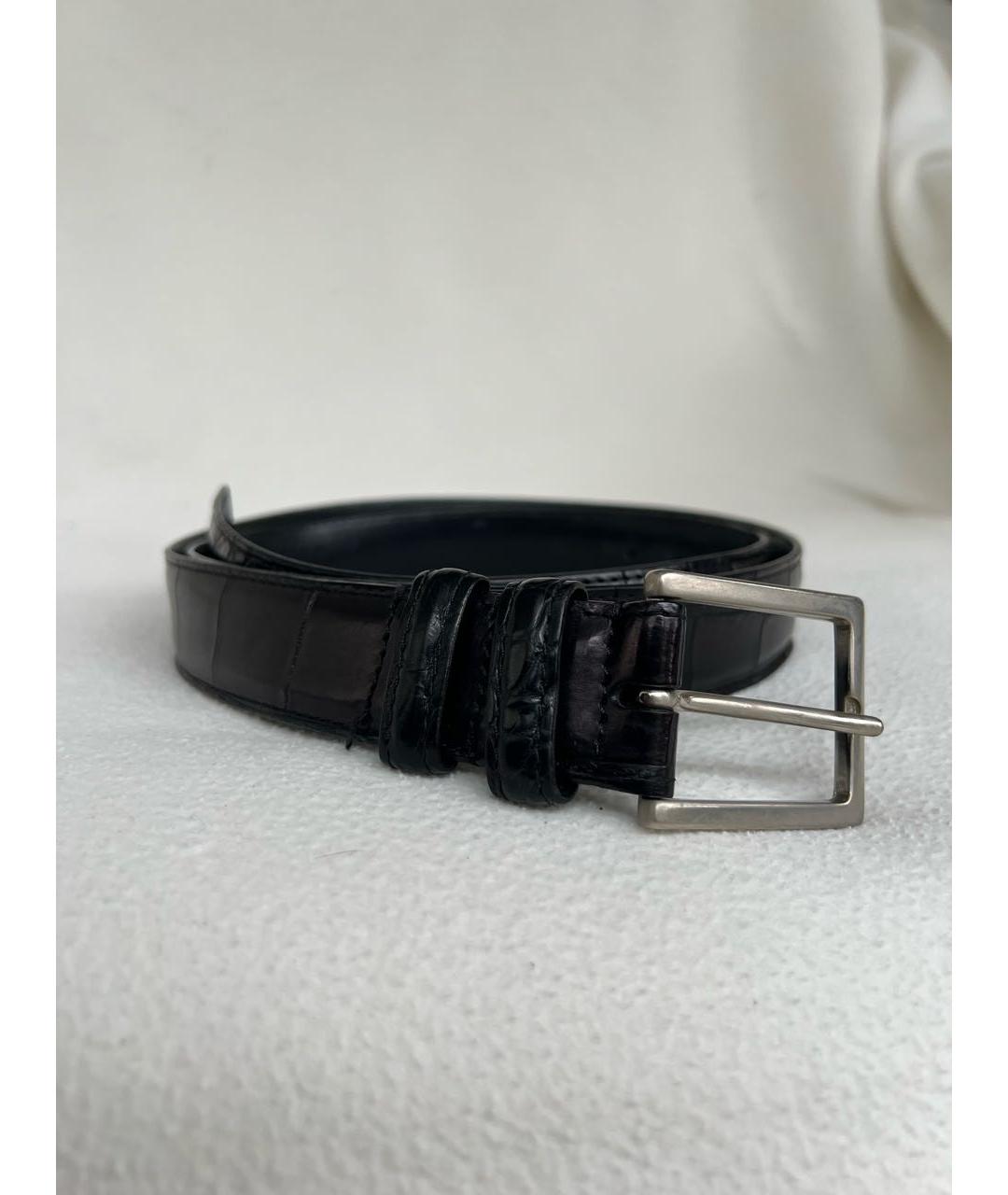 ERMENEGILDO ZEGNA XXX Черный ремень из экзотической кожи, фото 7