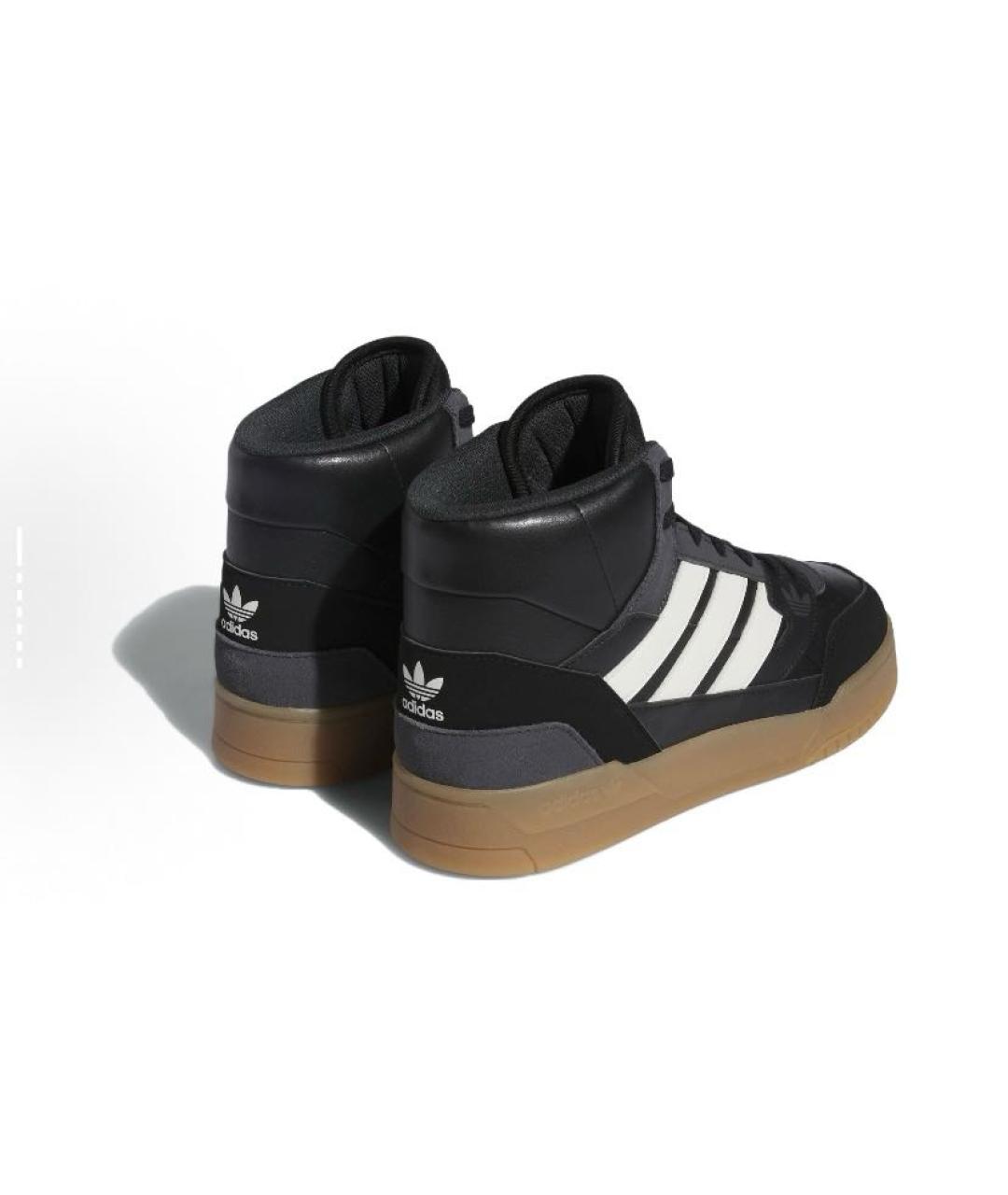 ADIDAS Черные кожаные высокие кроссовки / кеды, фото 4
