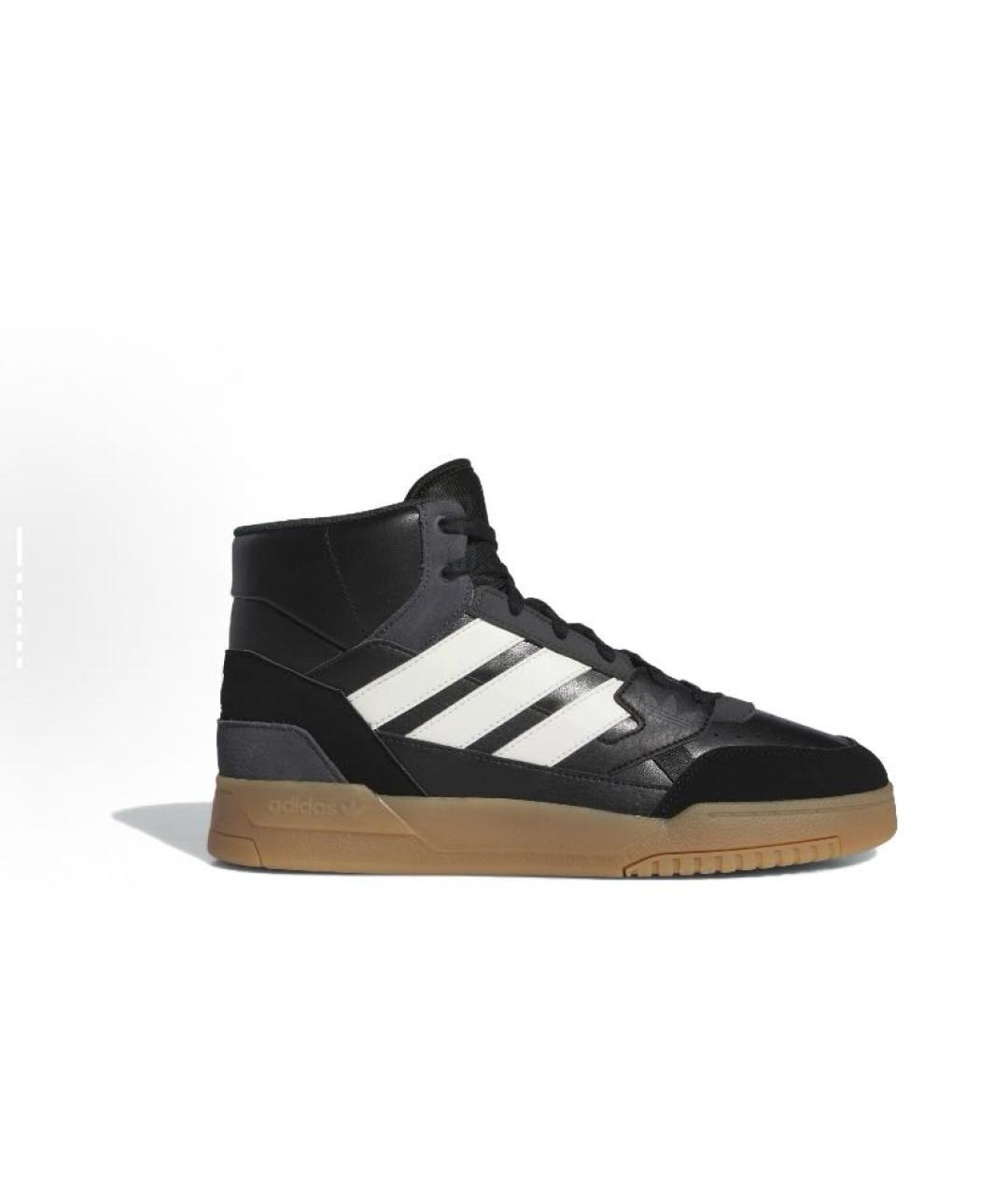 ADIDAS Черные кожаные высокие кроссовки / кеды, фото 1