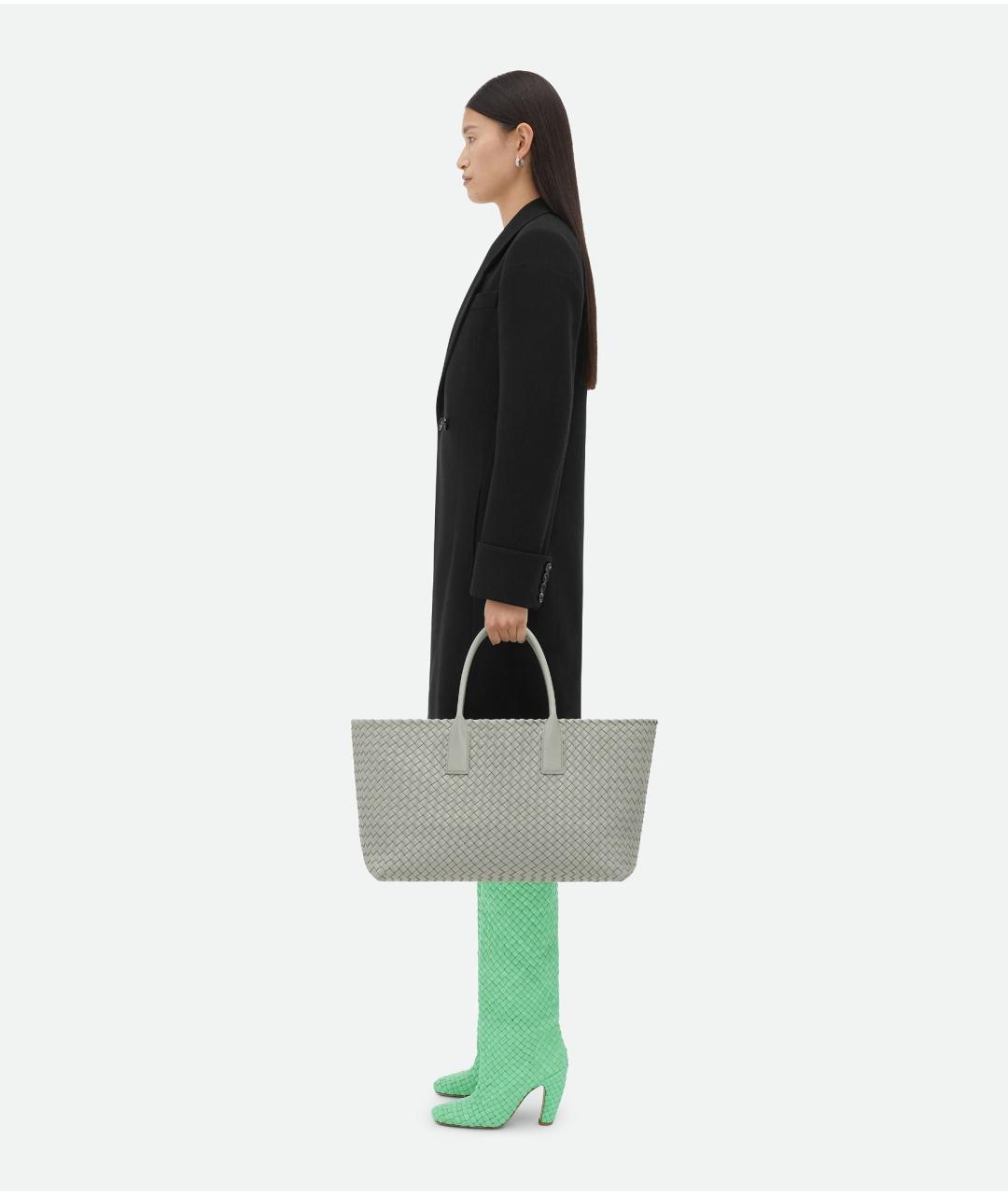 BOTTEGA VENETA Серая кожаная сумка тоут, фото 2