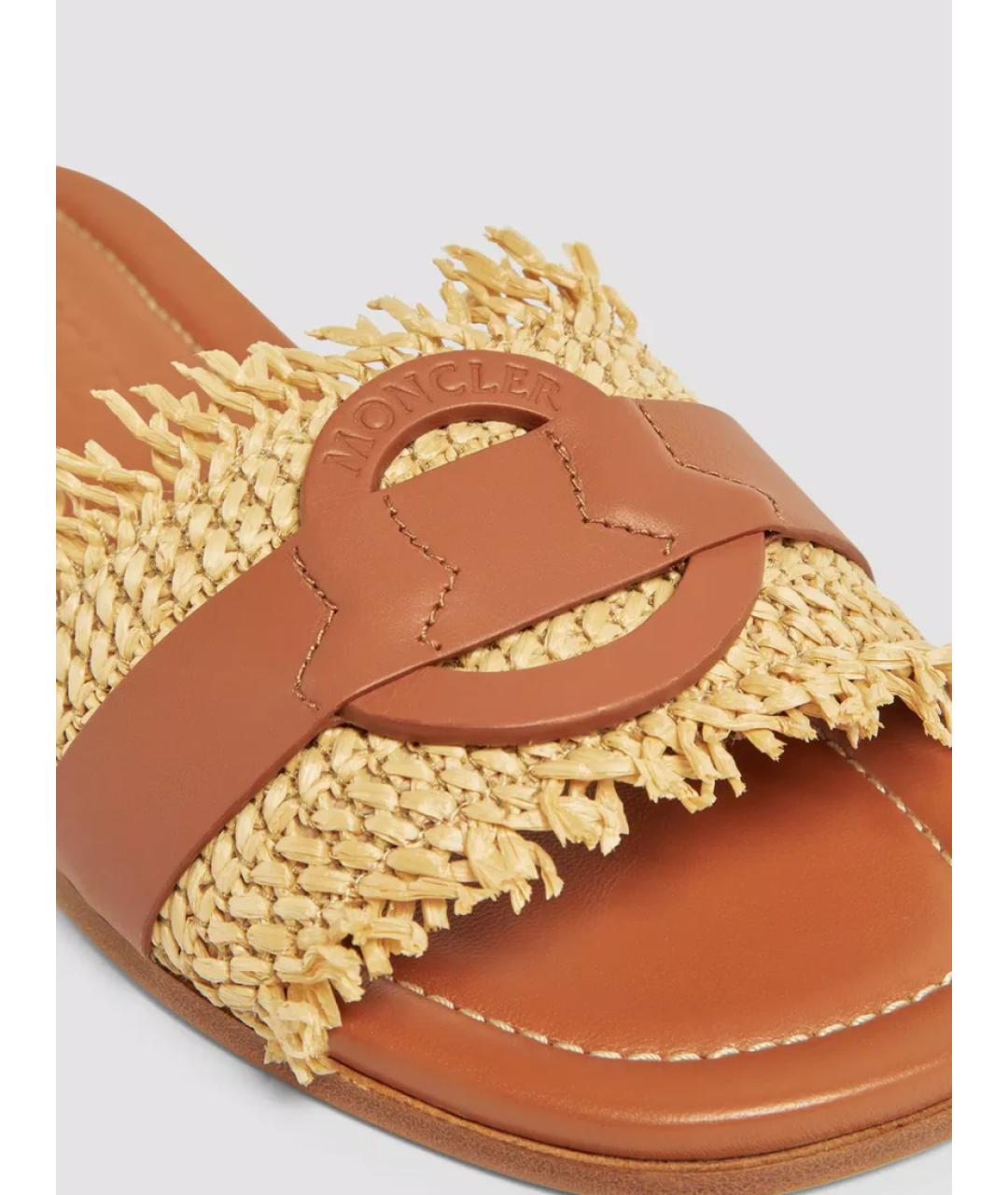 MONCLER Коричневые кожаные сандалии, фото 2