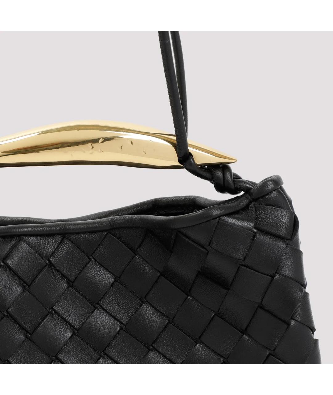 BOTTEGA VENETA Черная кожаная сумка через плечо, фото 4