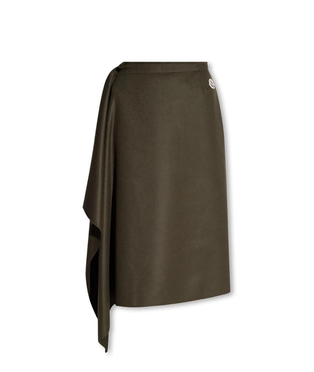 MONCLER Хаки шерстяная юбка миди, фото 1