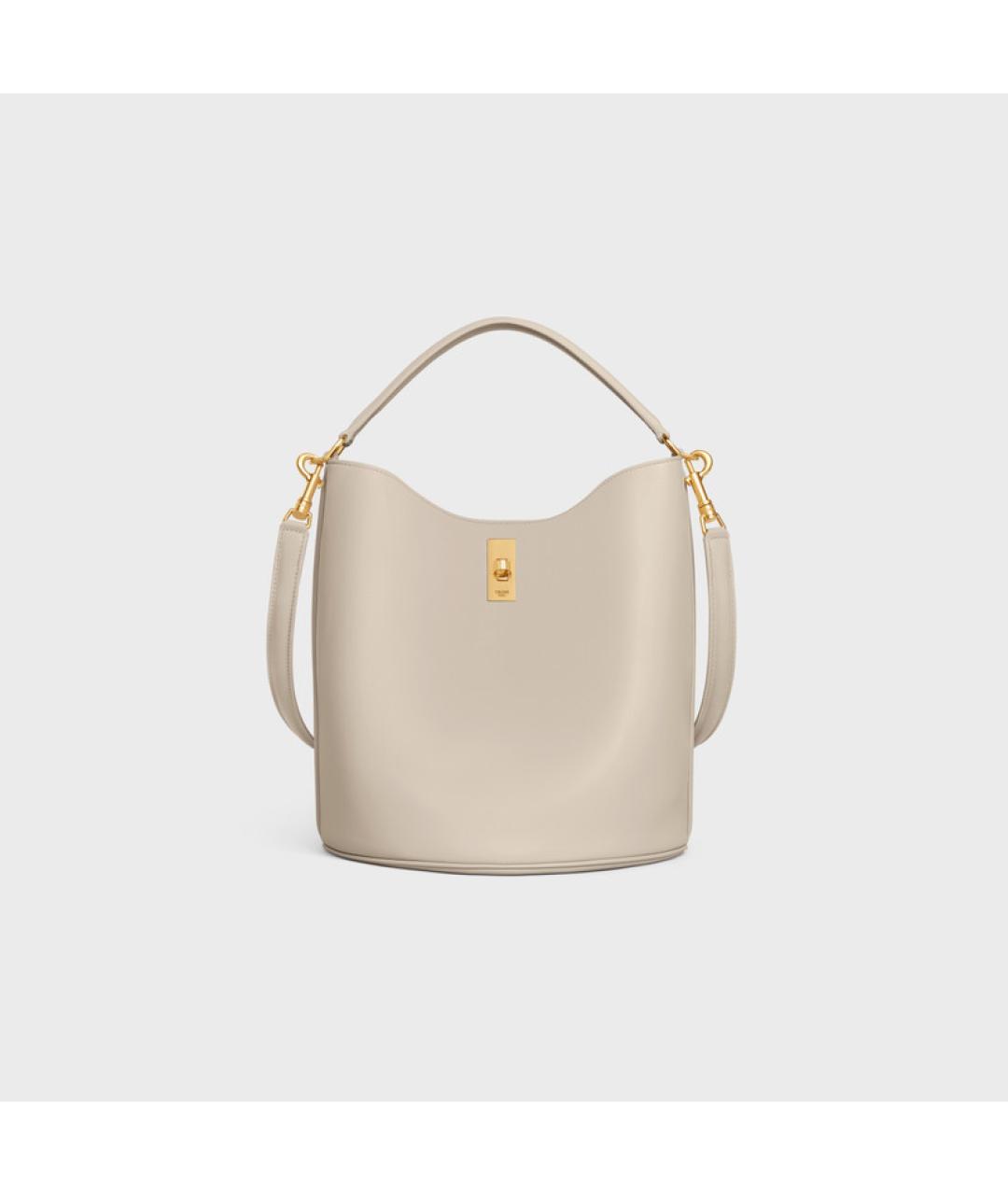 CELINE Бежевая кожаная сумка через плечо, фото 3