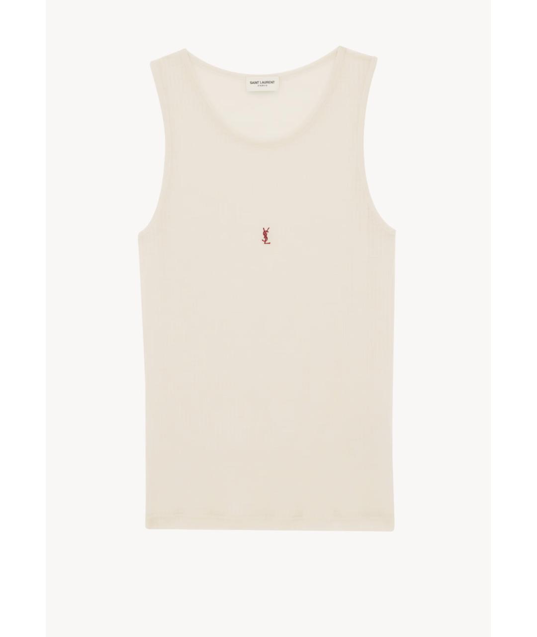 SAINT LAURENT Бежевая шерстяная майка, фото 4