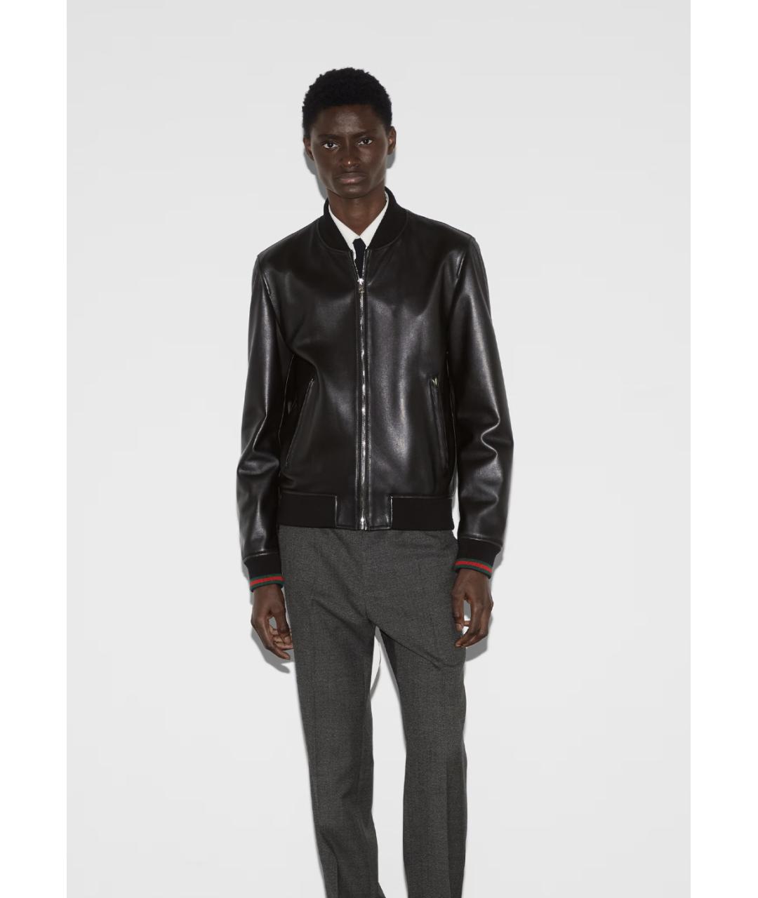 GUCCI Черная кожаная куртка, фото 2