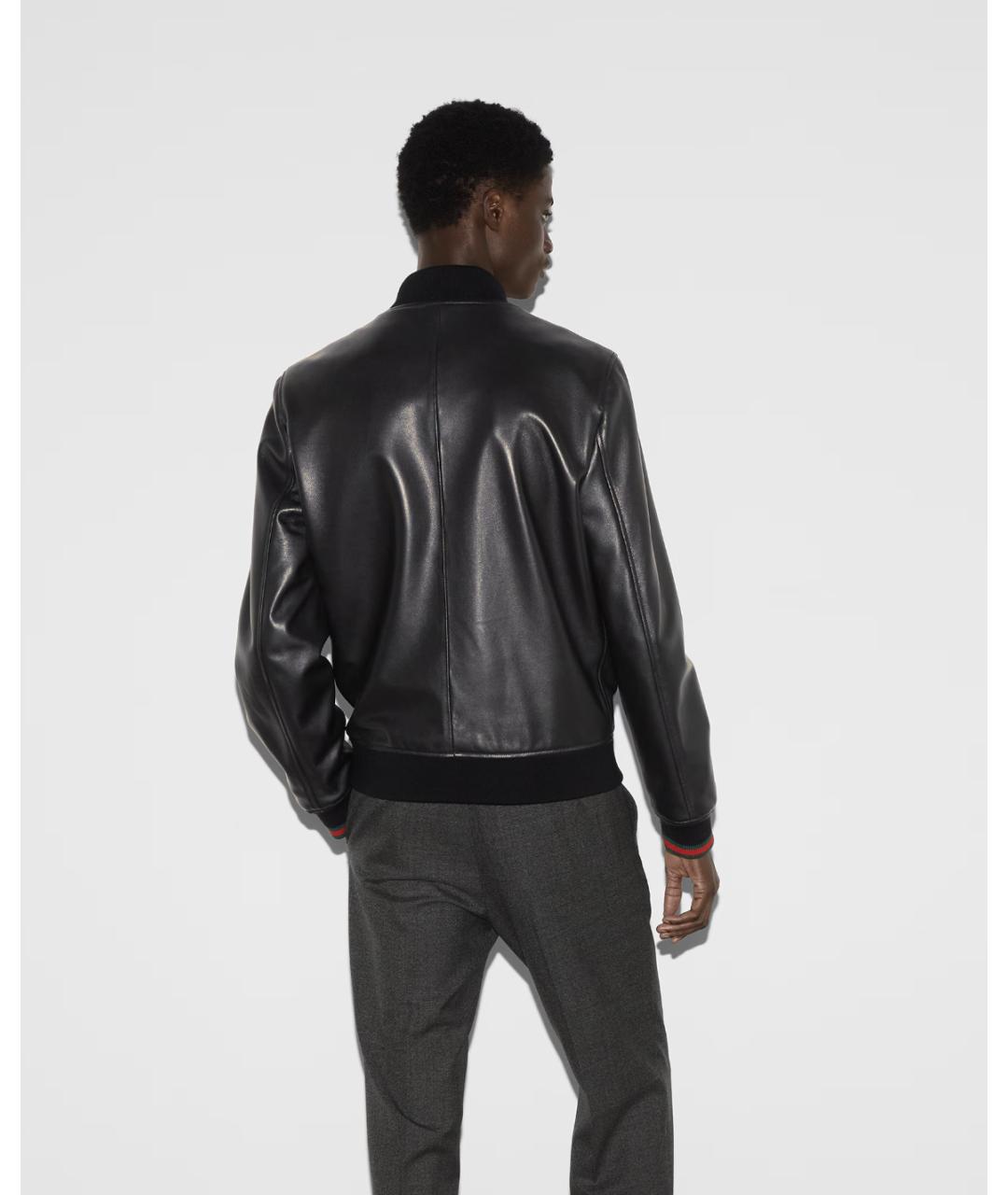 GUCCI Черная кожаная куртка, фото 3