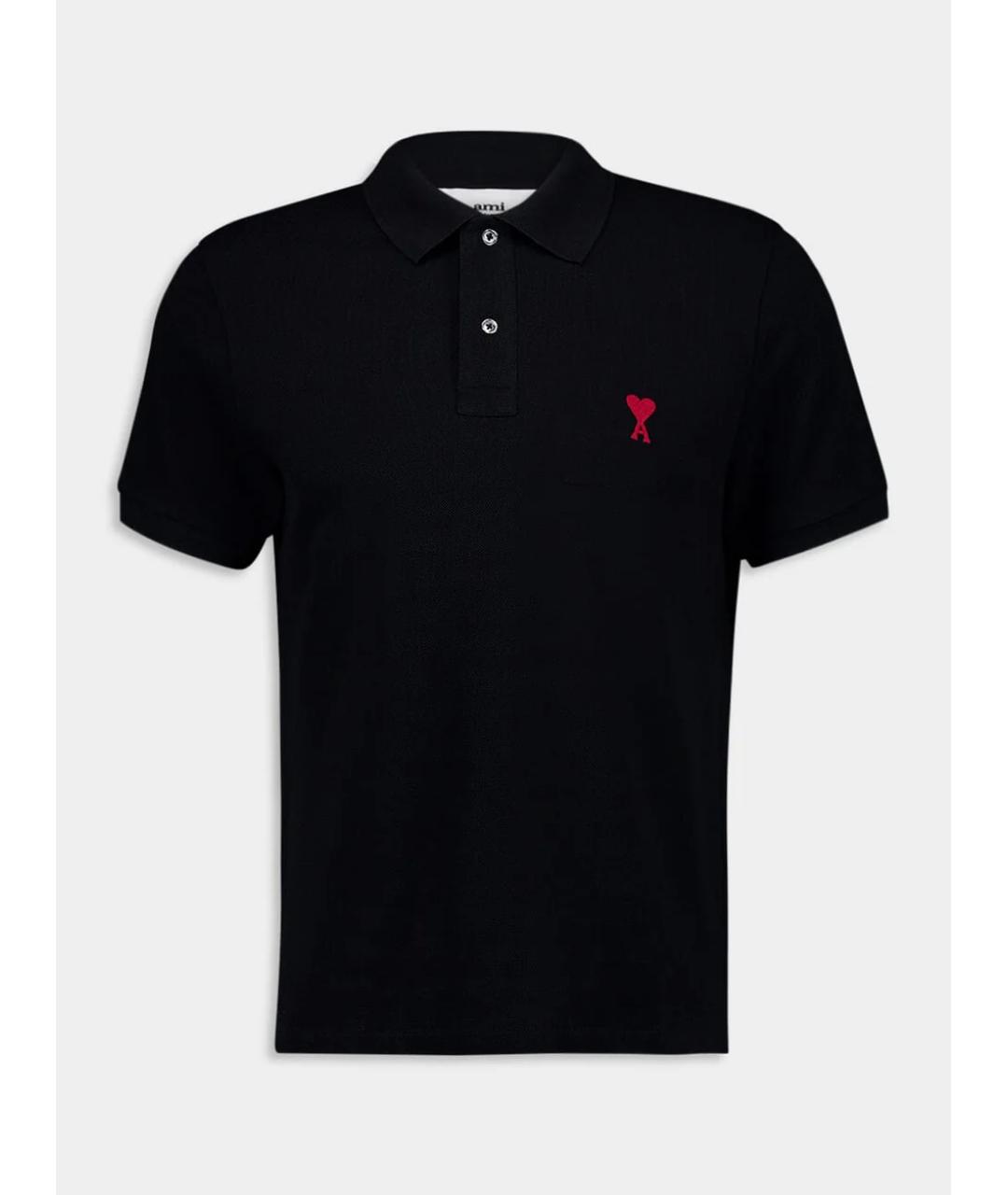 Ami Paris Черное хлопковое поло с коротким рукавом, фото 5