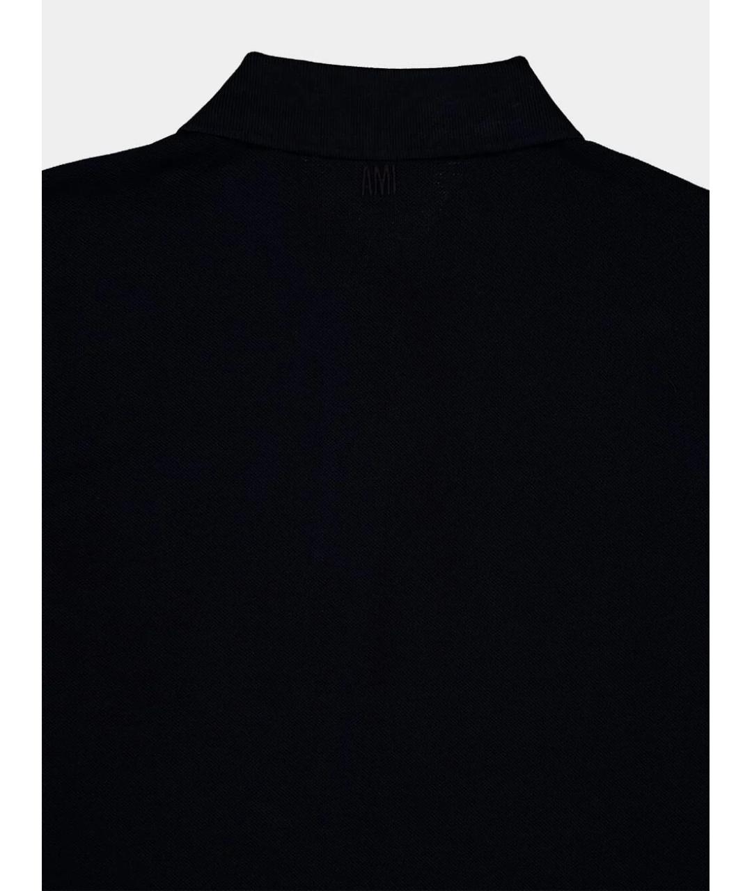 Ami Paris Черное хлопковое поло с коротким рукавом, фото 4