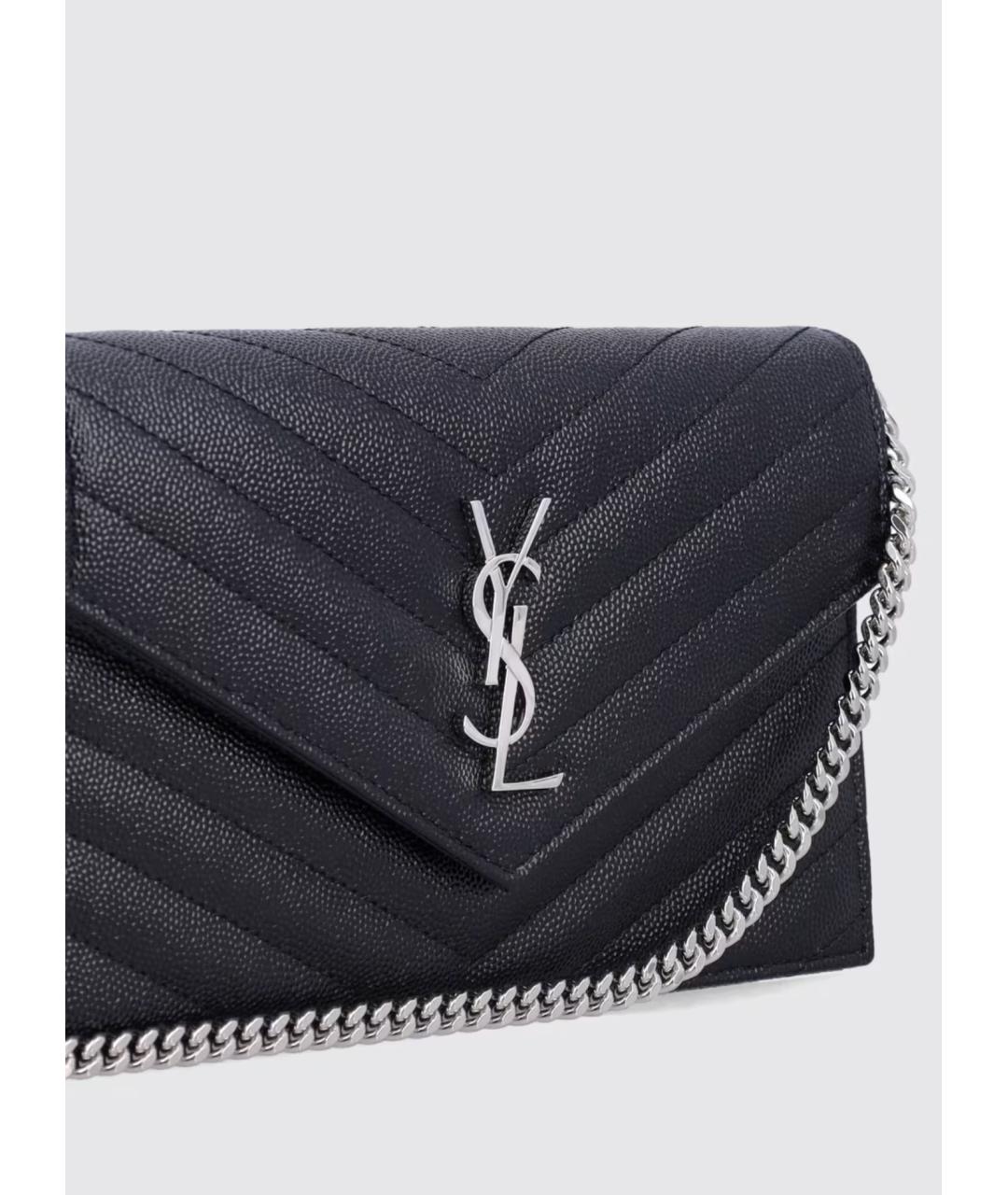 SAINT LAURENT Черная кожаная сумка через плечо, фото 3