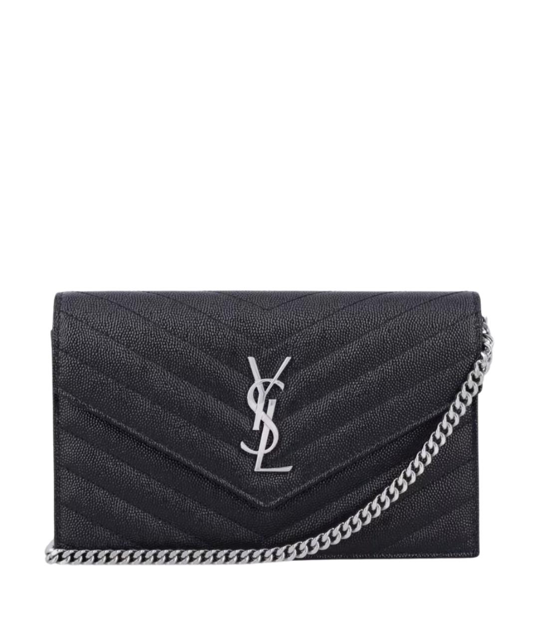 SAINT LAURENT Черная кожаная сумка через плечо, фото 1