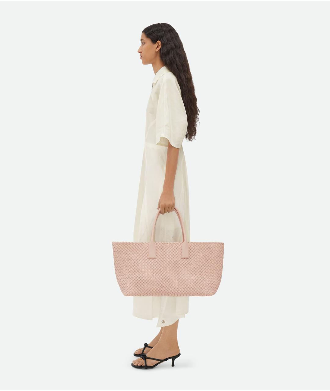 BOTTEGA VENETA Розовая кожаная сумка тоут, фото 4