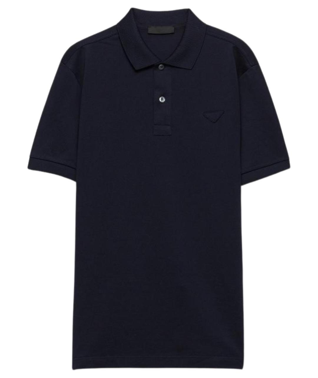 PRADA Темно-синее хлопковое поло с коротким рукавом, фото 1