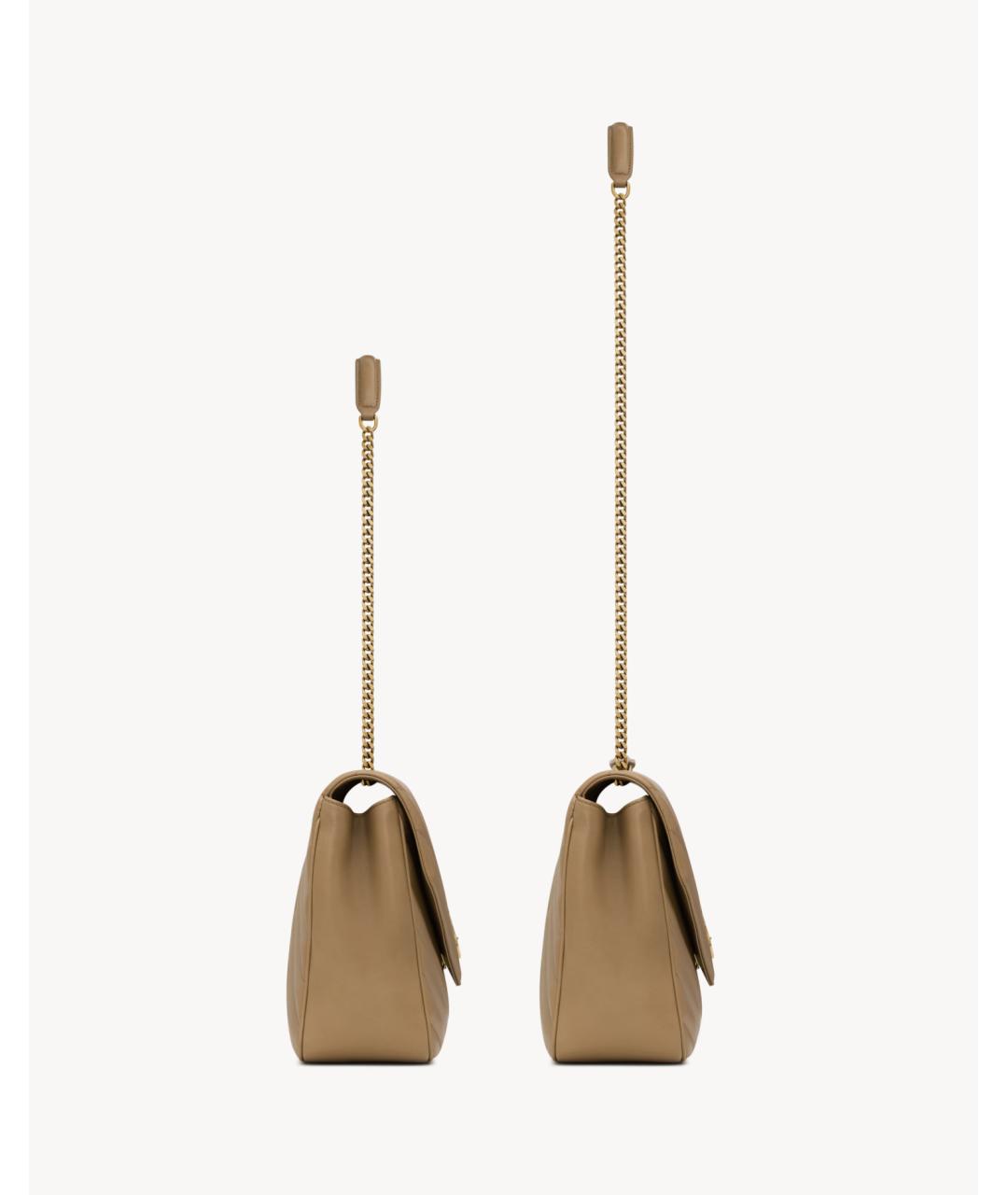 SAINT LAURENT Бежевая кожаная сумка через плечо, фото 4