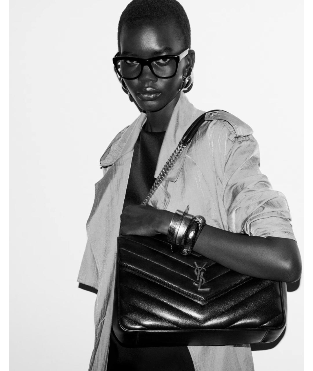 SAINT LAURENT Бежевая кожаная сумка через плечо, фото 2