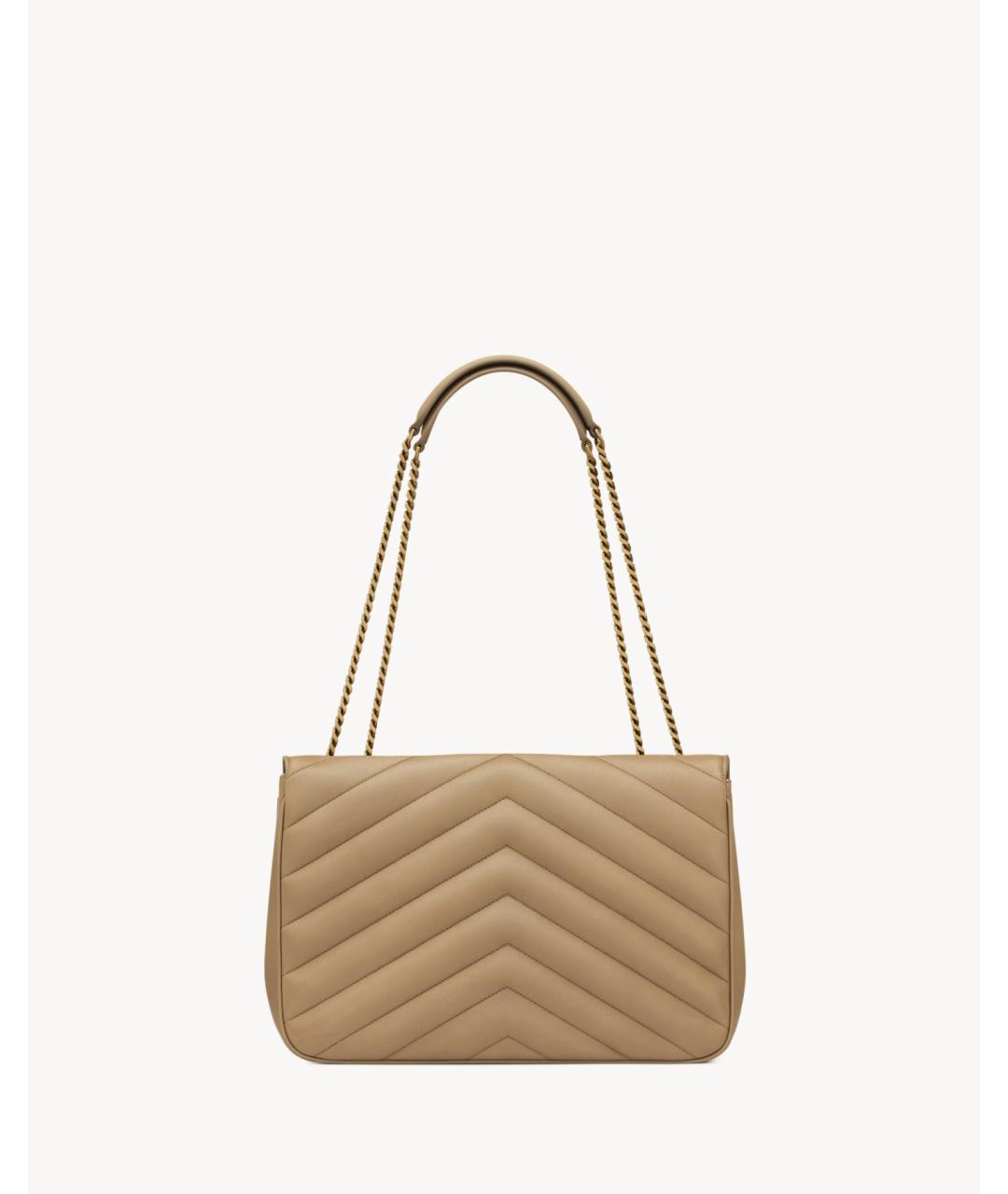 SAINT LAURENT Бежевая кожаная сумка через плечо, фото 3