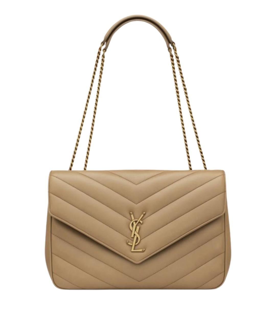 SAINT LAURENT Бежевая кожаная сумка через плечо, фото 1