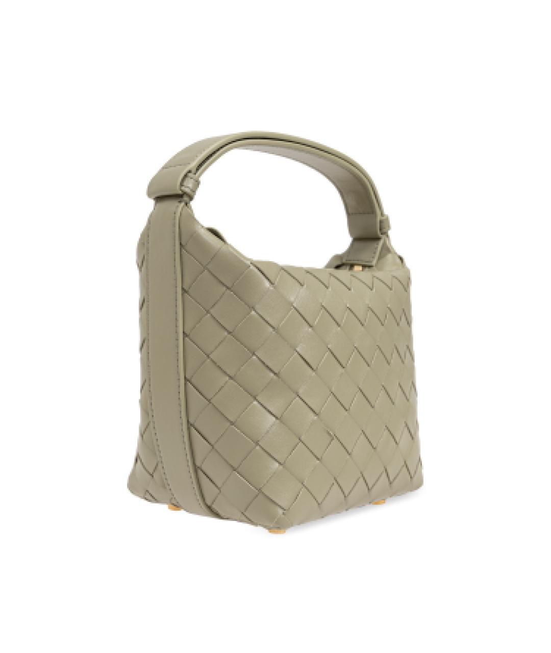 BOTTEGA VENETA Хаки кожаная сумка с короткими ручками, фото 4