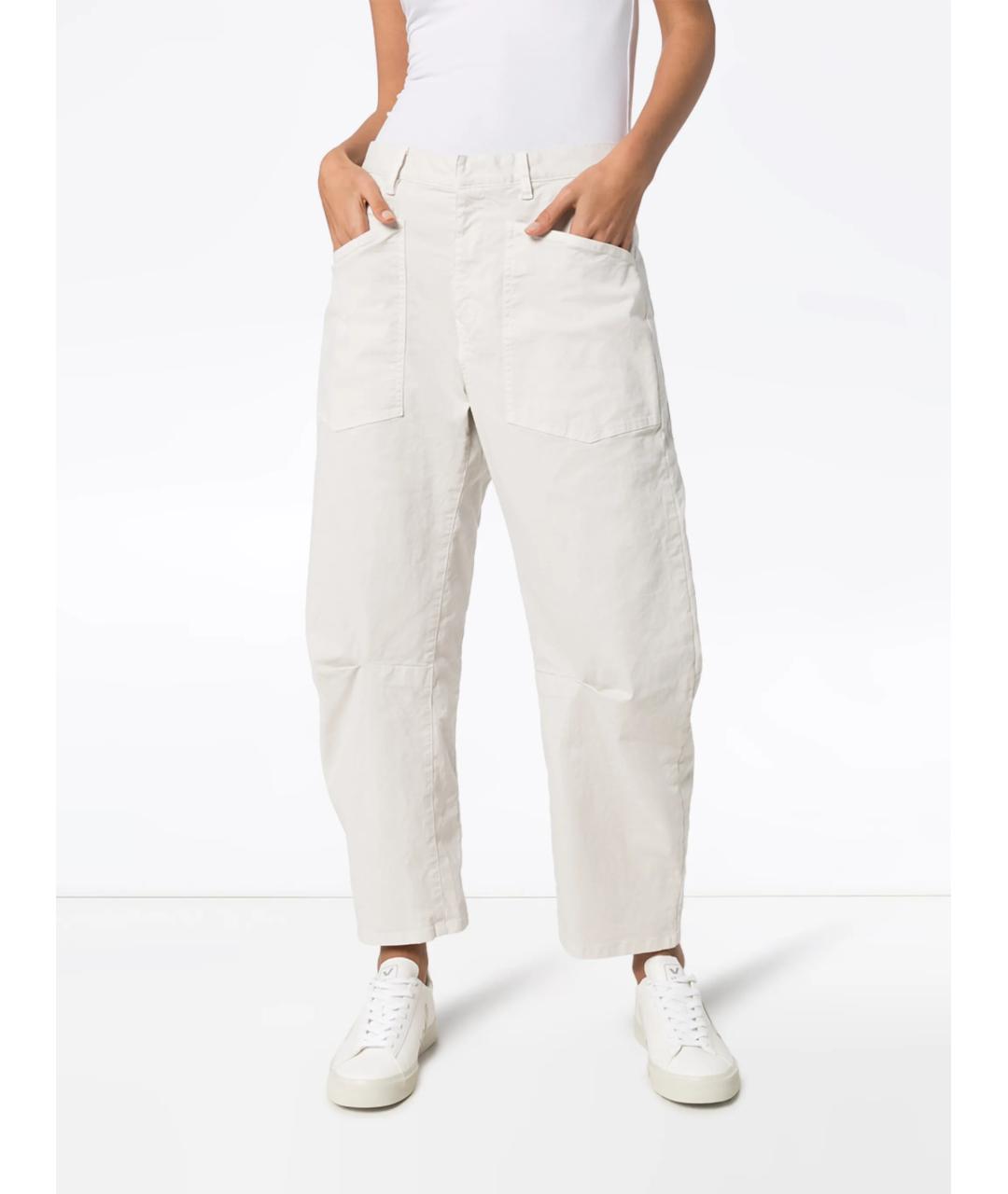 NILI LOTAN Белые хлопковые прямые брюки, фото 2