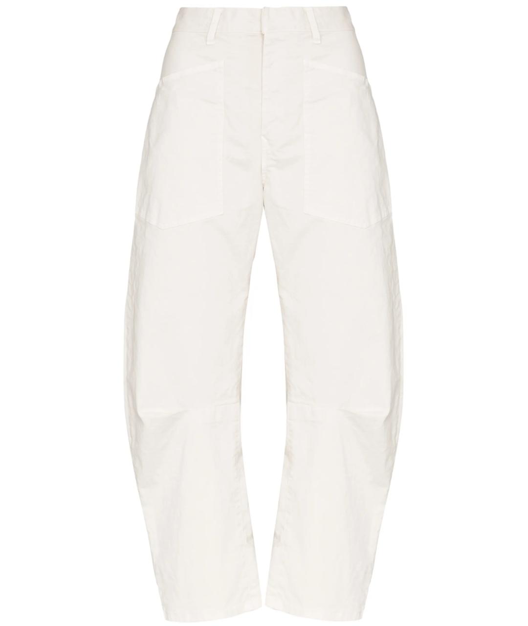 NILI LOTAN Белые хлопковые прямые брюки, фото 1