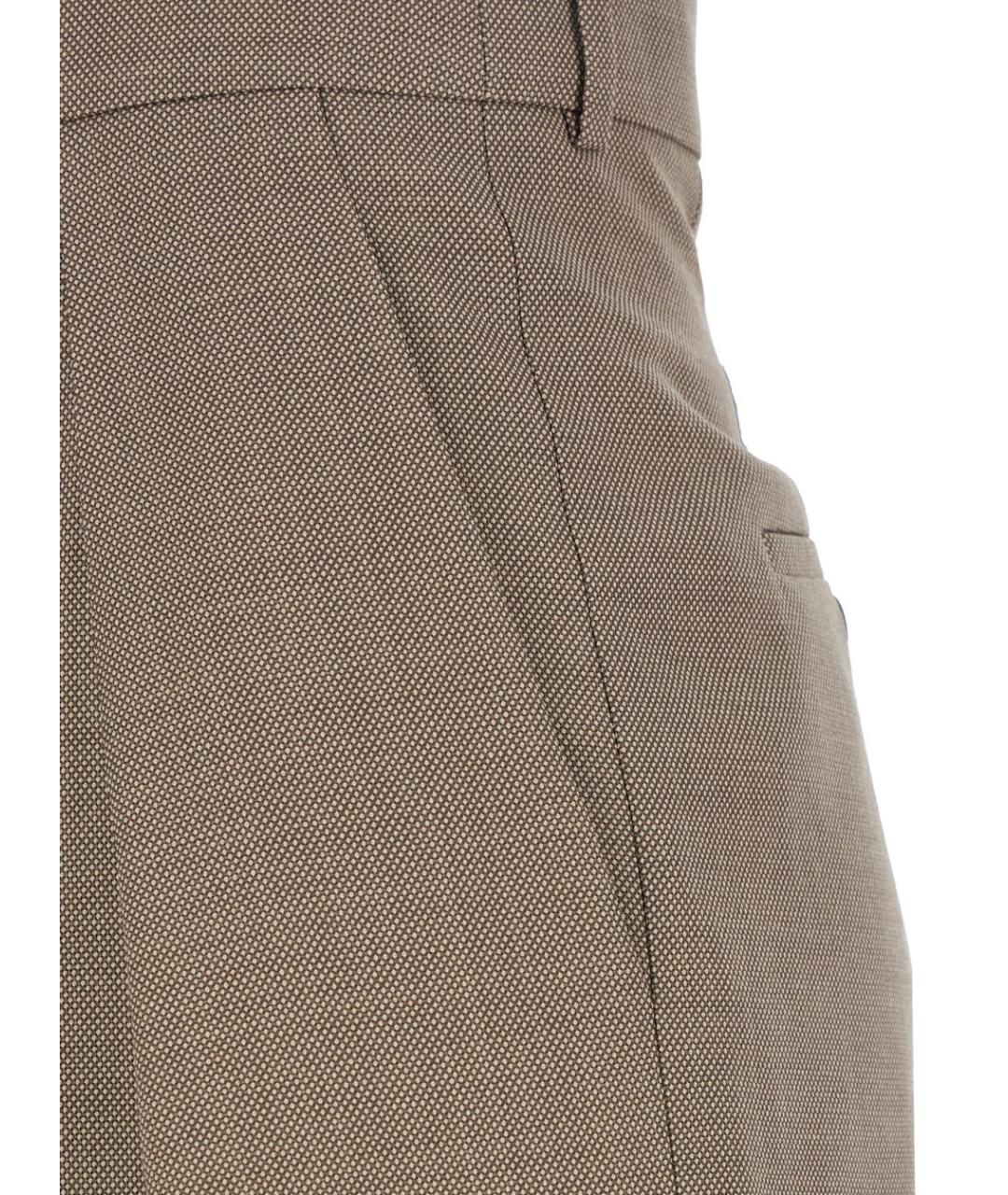 SAINT LAURENT Бежевые шерстяные прямые брюки, фото 3