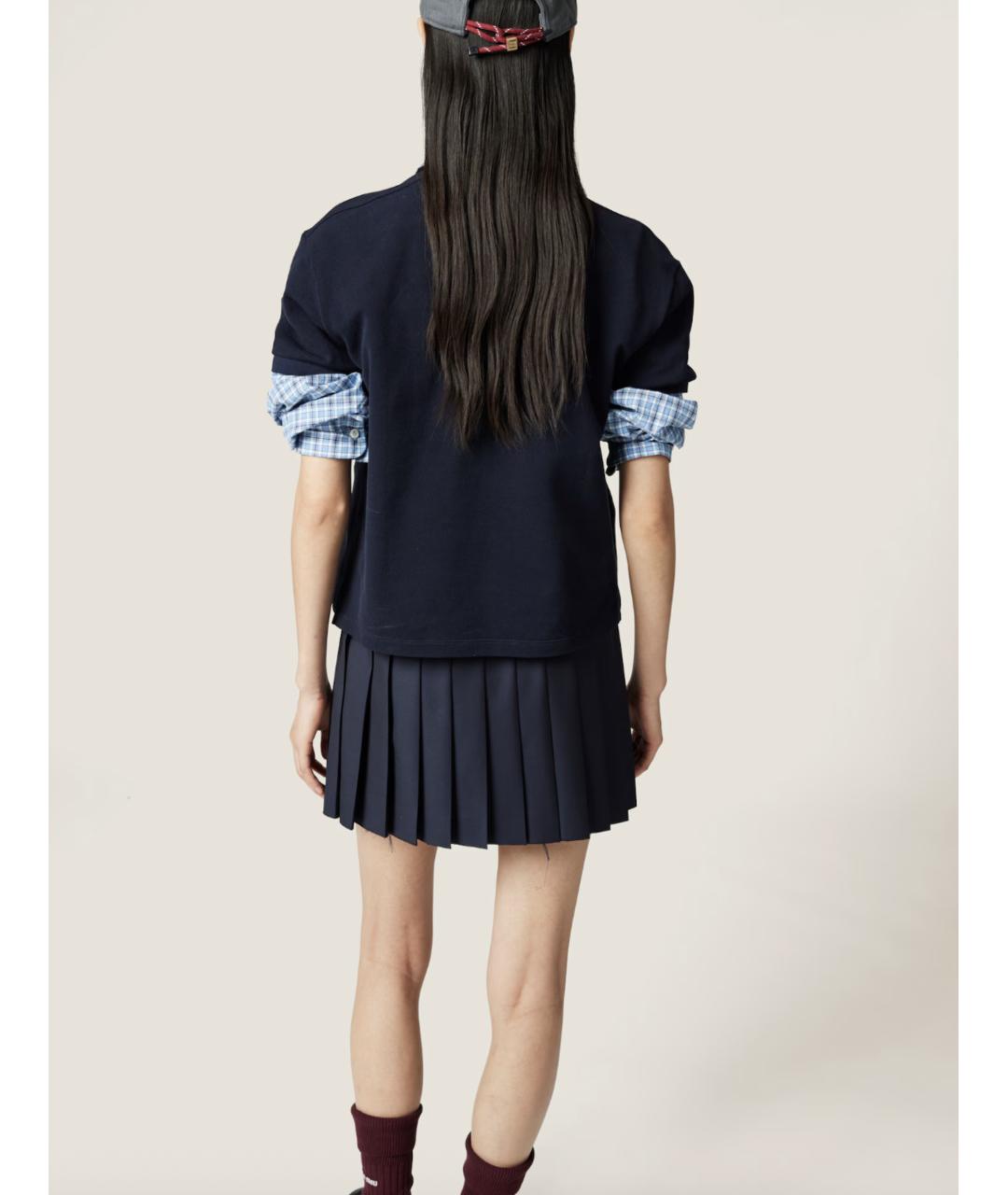 MIU MIU Синяя шерстяная юбка мини, фото 3