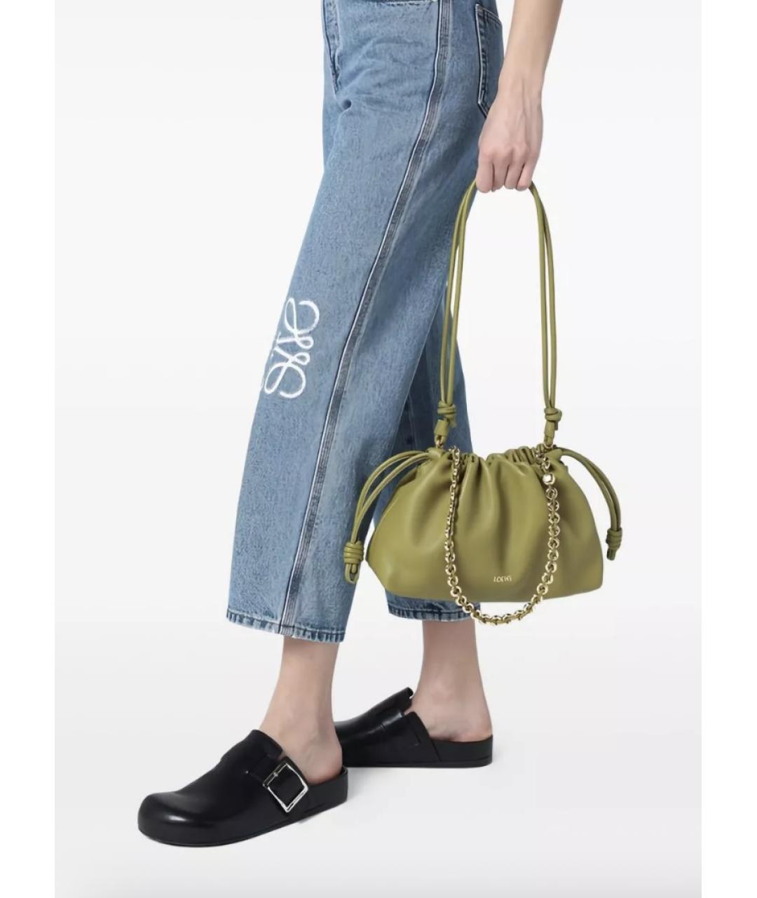 LOEWE Зеленая кожаная сумка через плечо, фото 2