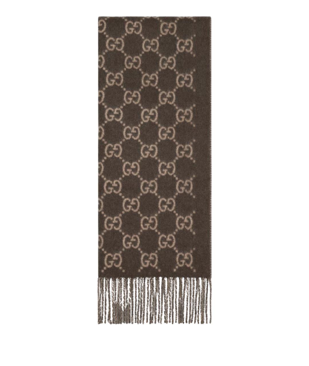 GUCCI Коричневый кашемировый шарф, фото 1