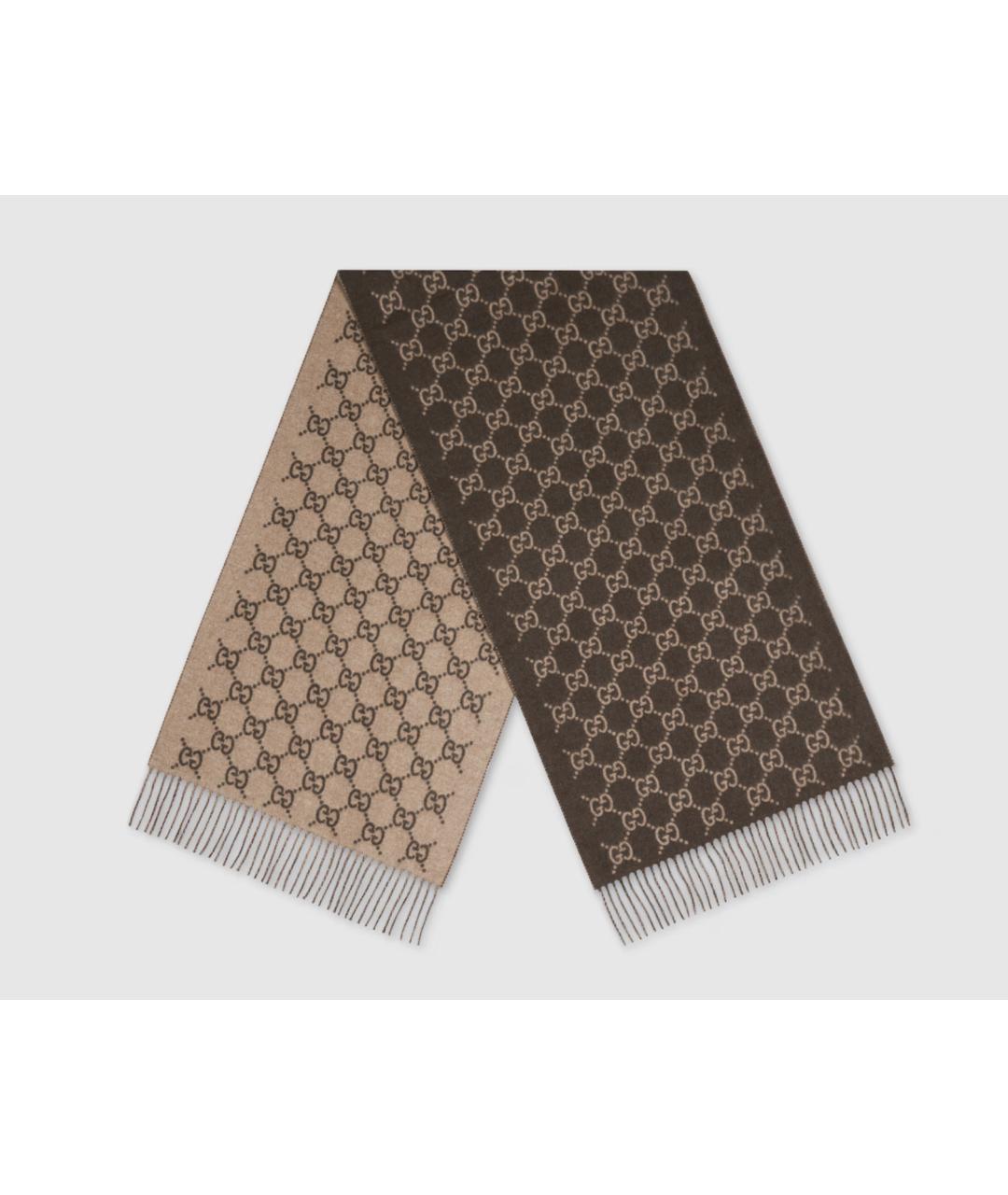 GUCCI Коричневый кашемировый шарф, фото 2