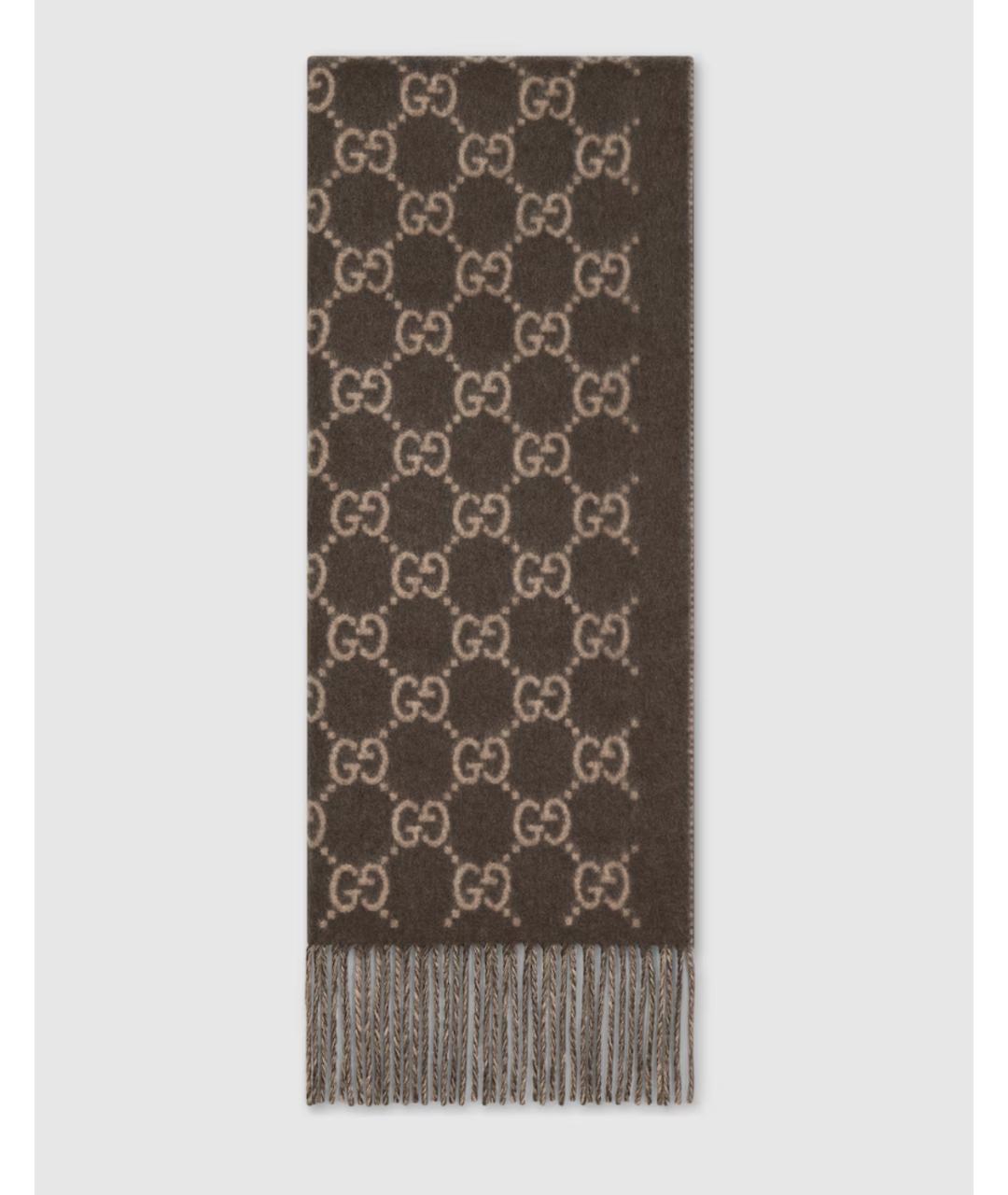 GUCCI Коричневый кашемировый шарф, фото 5