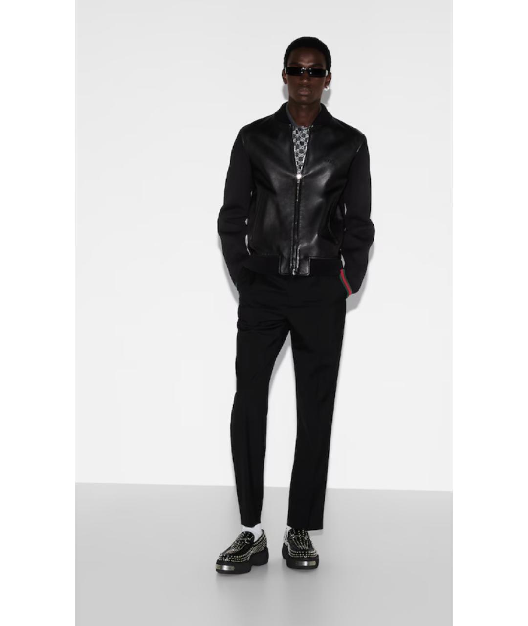 GUCCI Черная кожаная куртка, фото 2