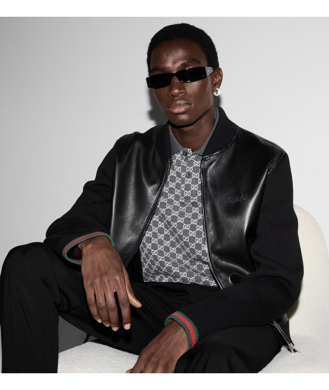 GUCCI Черная кожаная куртка, фото 4