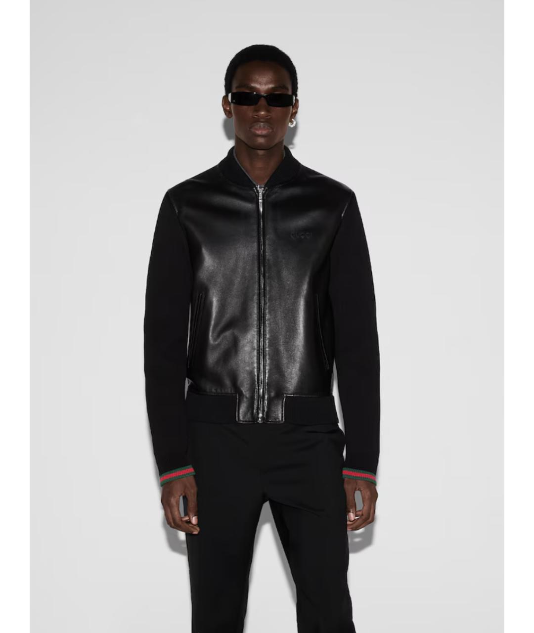GUCCI Черная кожаная куртка, фото 3