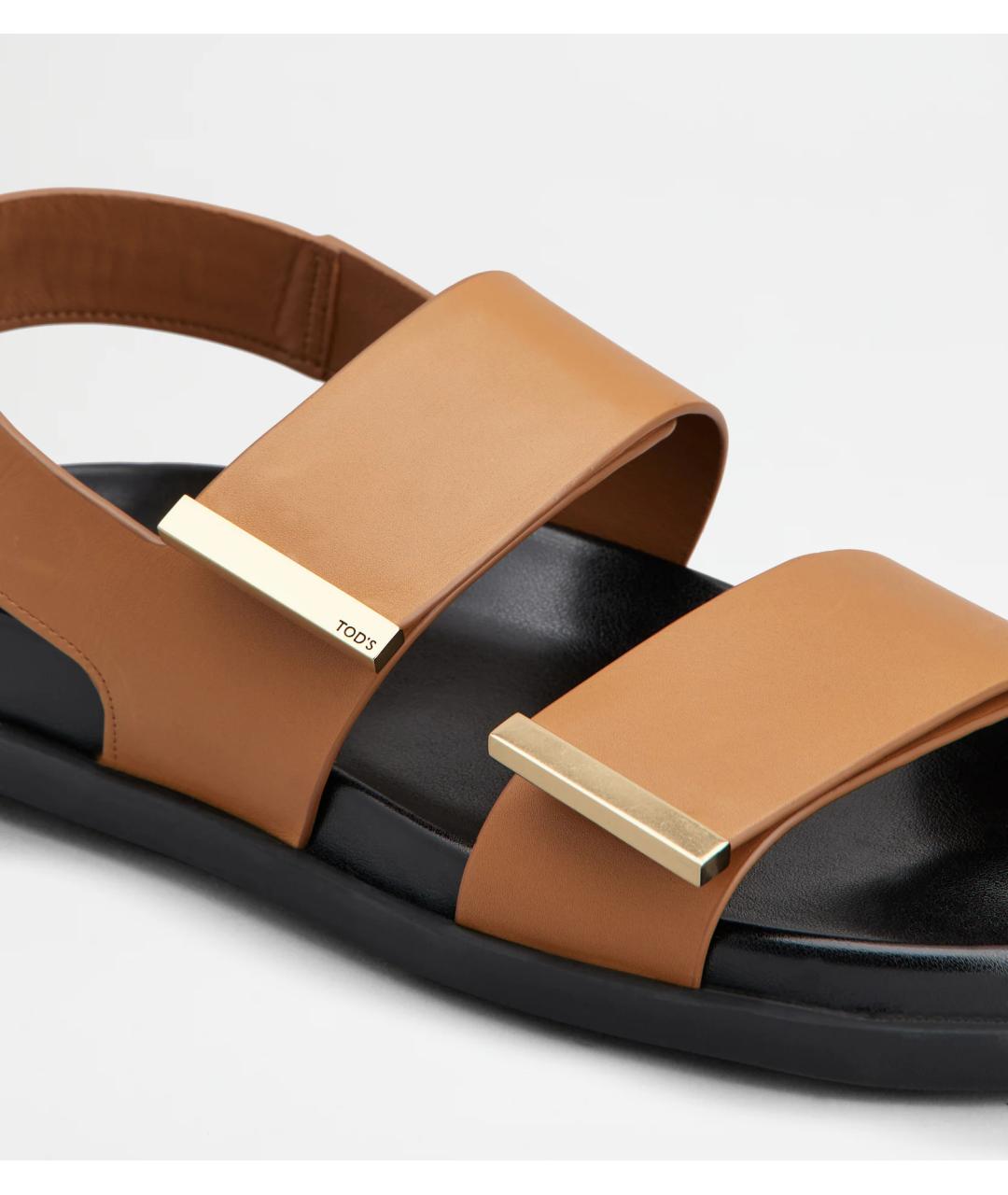 TOD'S Бежевые кожаные сандалии, фото 5