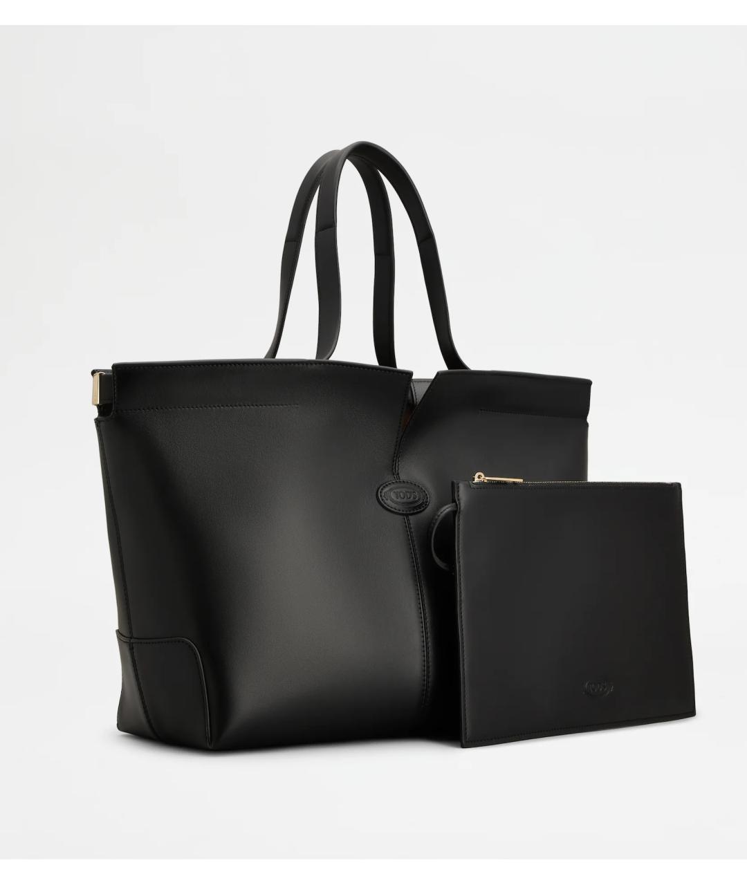 TOD'S Черная кожаная сумка тоут, фото 3