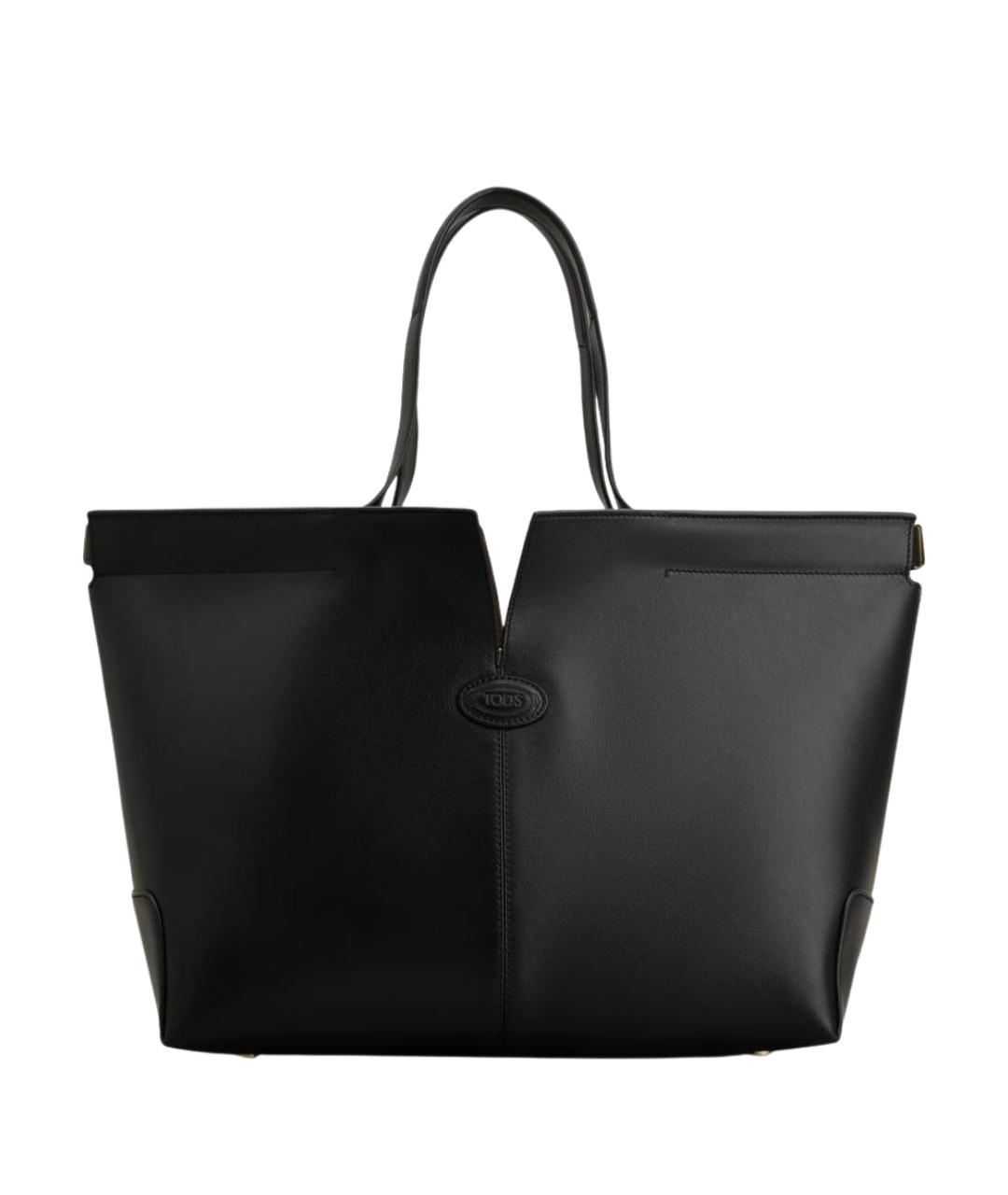 TOD'S Черная кожаная сумка тоут, фото 1
