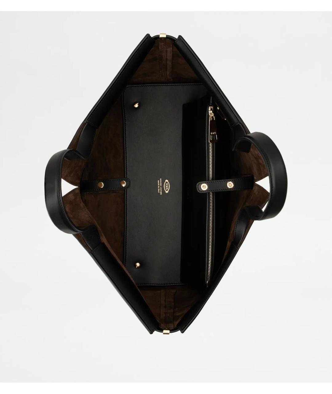 TOD'S Черная кожаная сумка тоут, фото 5