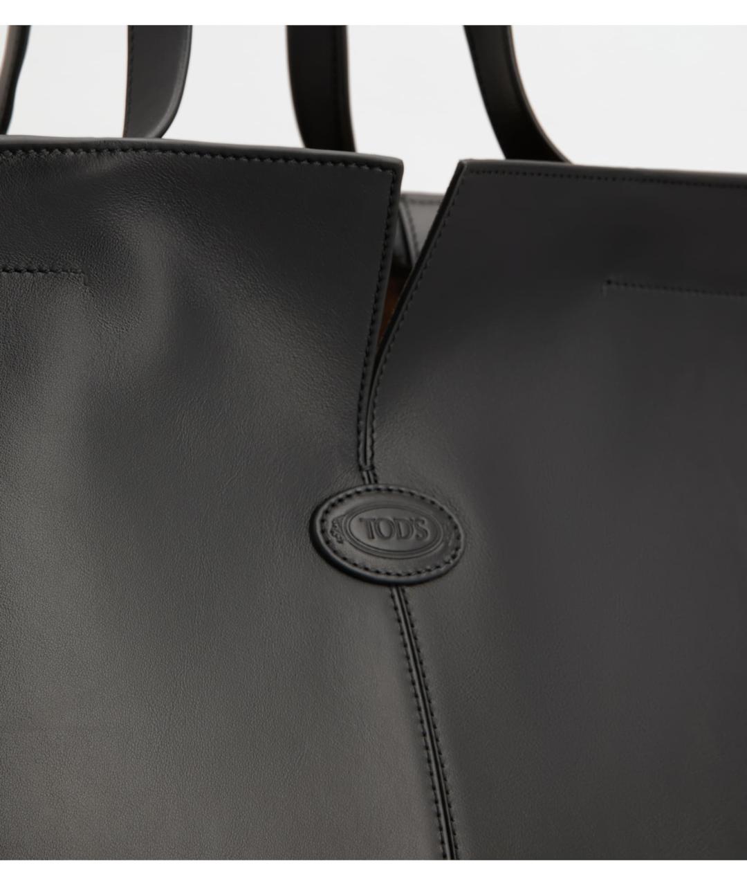 TOD'S Черная кожаная сумка тоут, фото 6