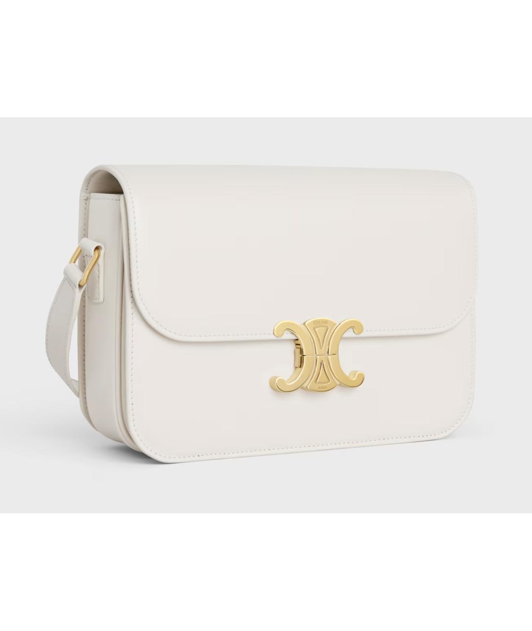 CELINE Белая кожаная сумка через плечо, фото 2