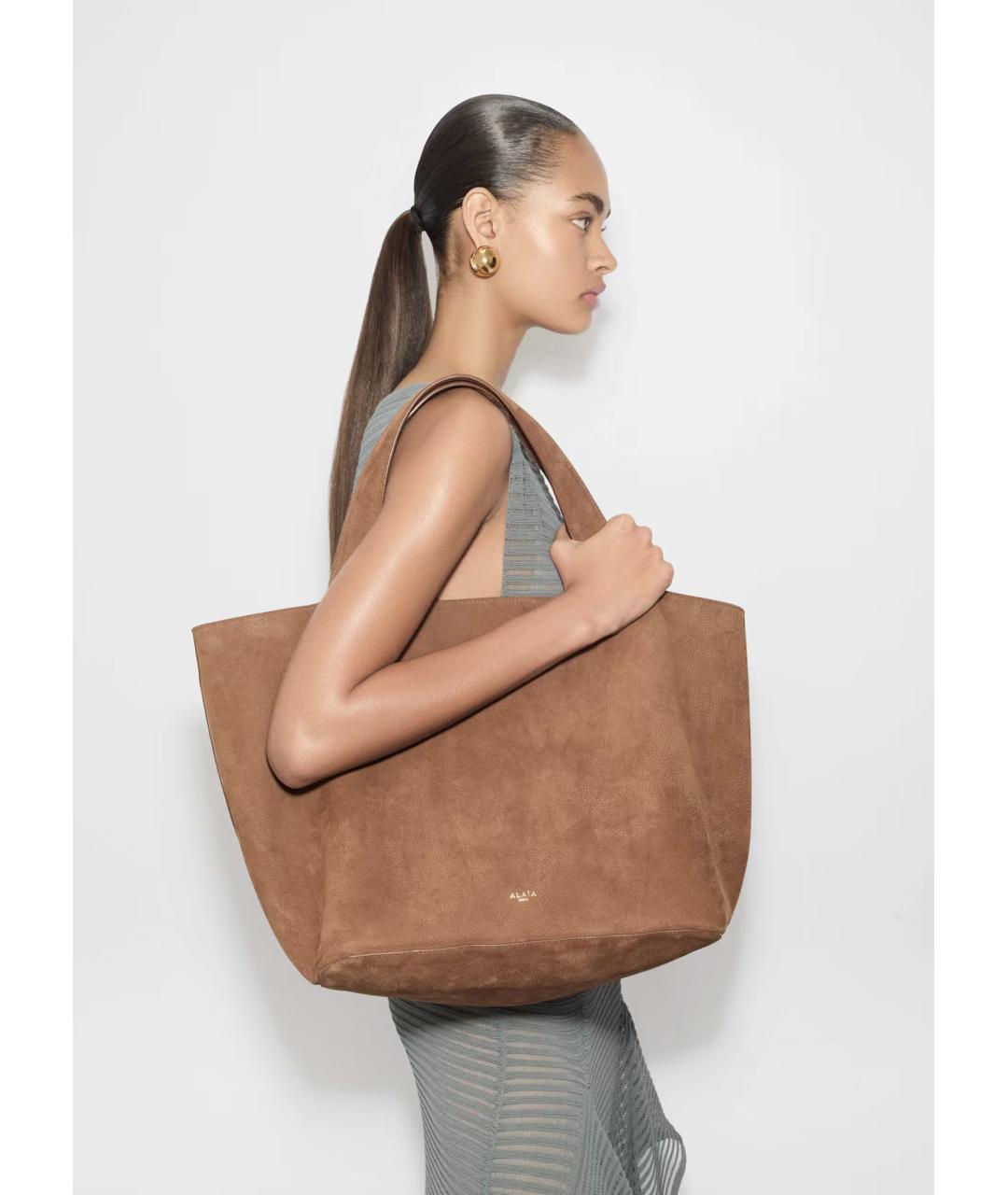 ALAIA Коричневая кожаная сумка тоут, фото 2