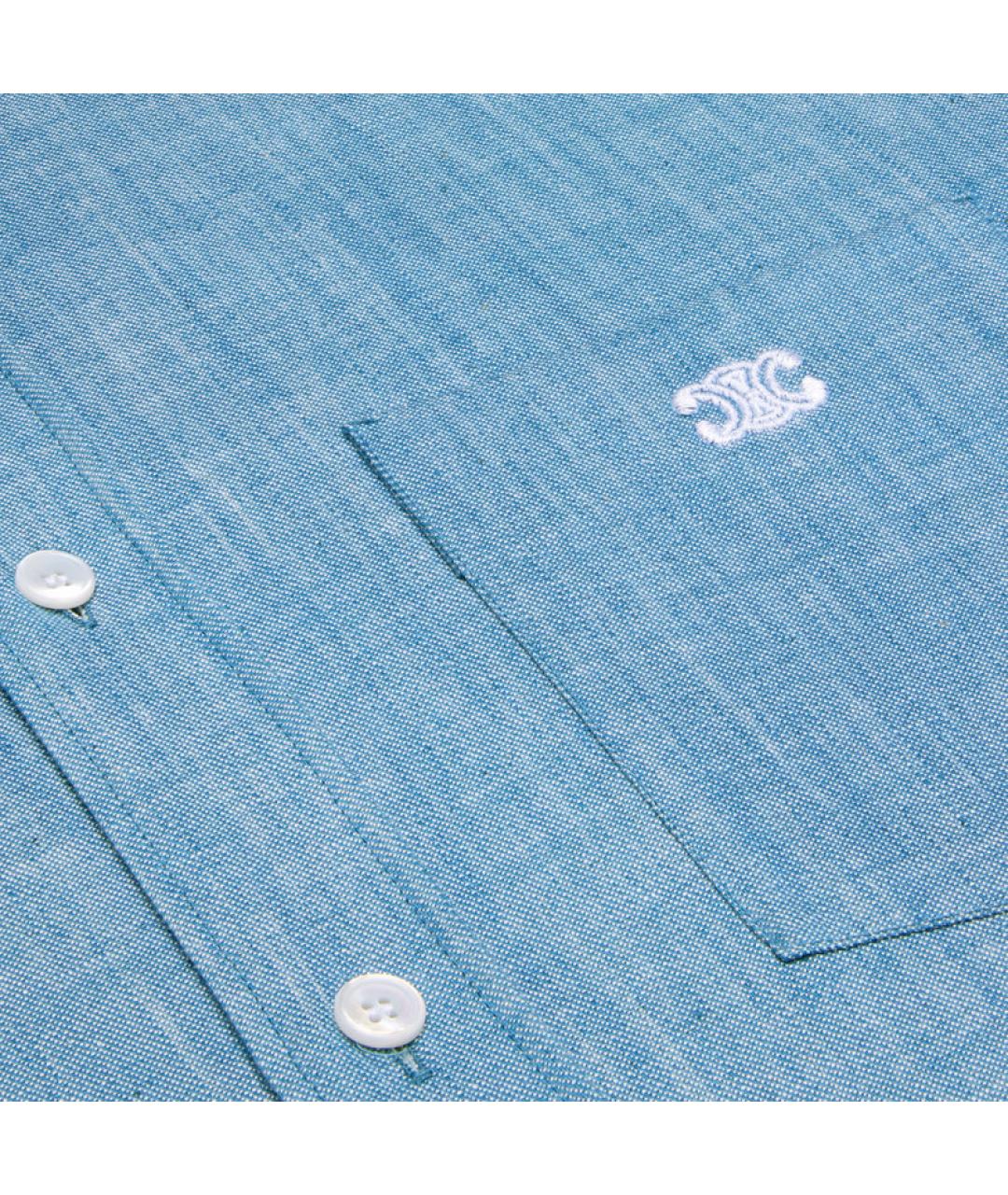 CELINE Синяя хлопковая кэжуал рубашка, фото 4