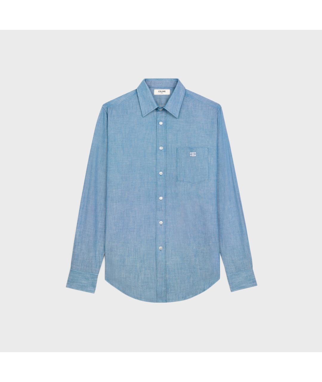 CELINE Синяя хлопковая кэжуал рубашка, фото 5