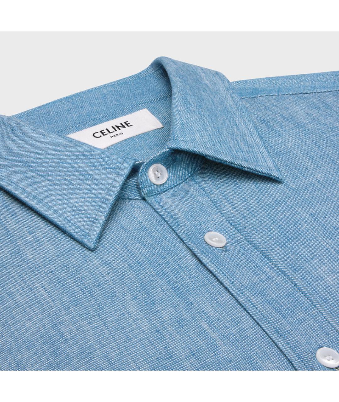 CELINE Синяя хлопковая кэжуал рубашка, фото 3
