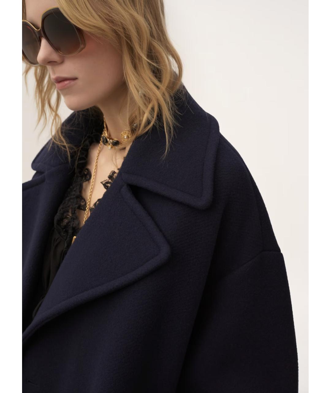 CHLOE Синее шерстяное пальто, фото 5