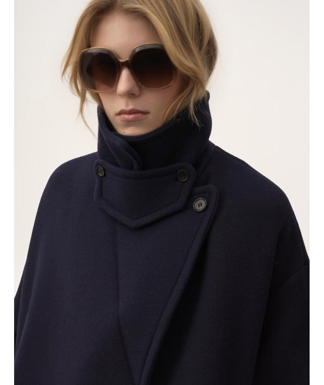 CHLOE Синее шерстяное пальто, фото 6