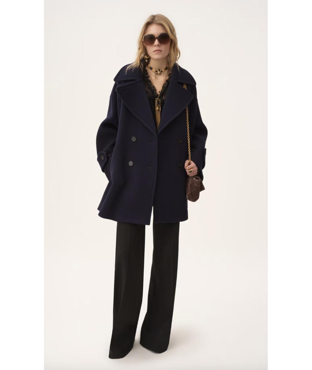 CHLOE Синее шерстяное пальто, фото 2