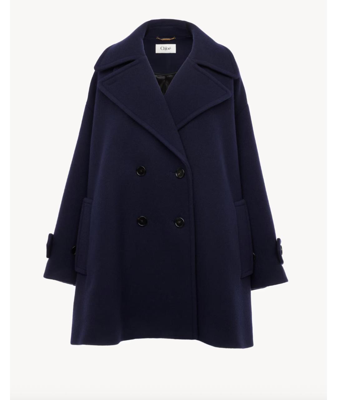 CHLOE Синее шерстяное пальто, фото 7